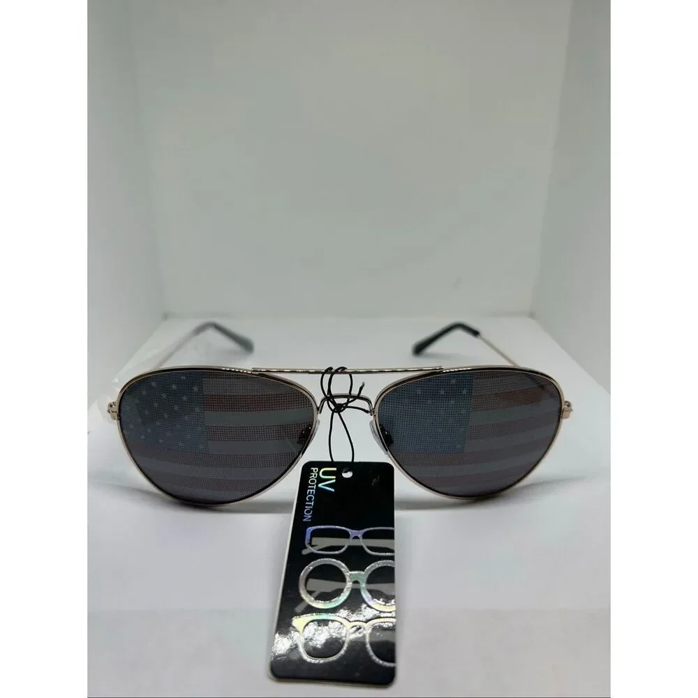 Patriotic Aviator Sunglasses American Flag Lens UV Protection Unisex